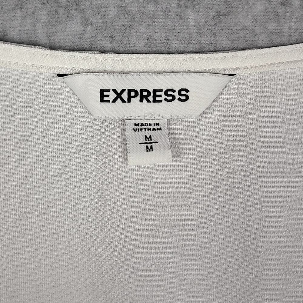 Express Cropped Peplum V-Neck Button Top - Medium- White Coquette Coastal Chic - Picture 2 of 7